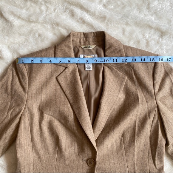 Talbots Wool Blazer Suit Jacket - Camel Pinstripe - Picture 4 of 12